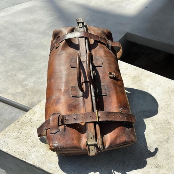 Antique vintage Thomas Fortune brown leather gladstone bag - Picture 10 of 15